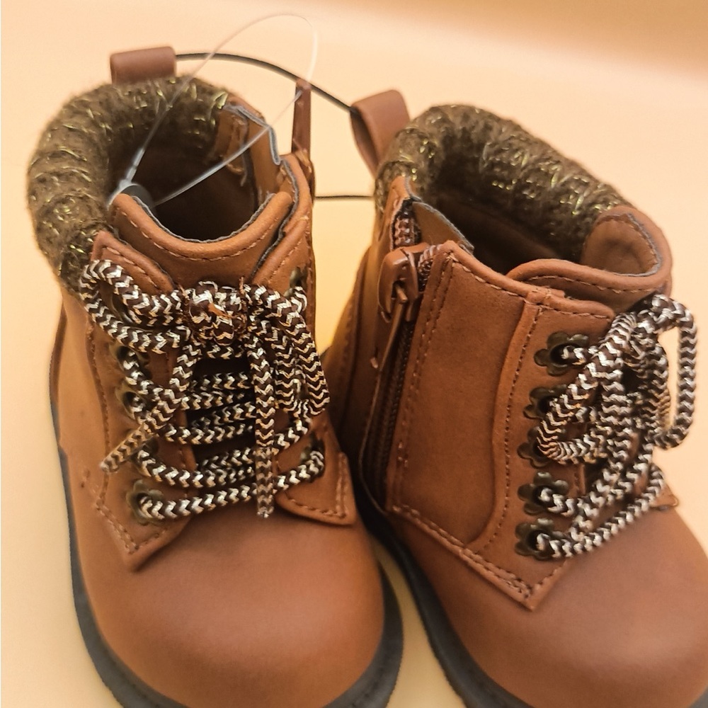 Wonder Nation Tan Kids Boots with Knit Trim